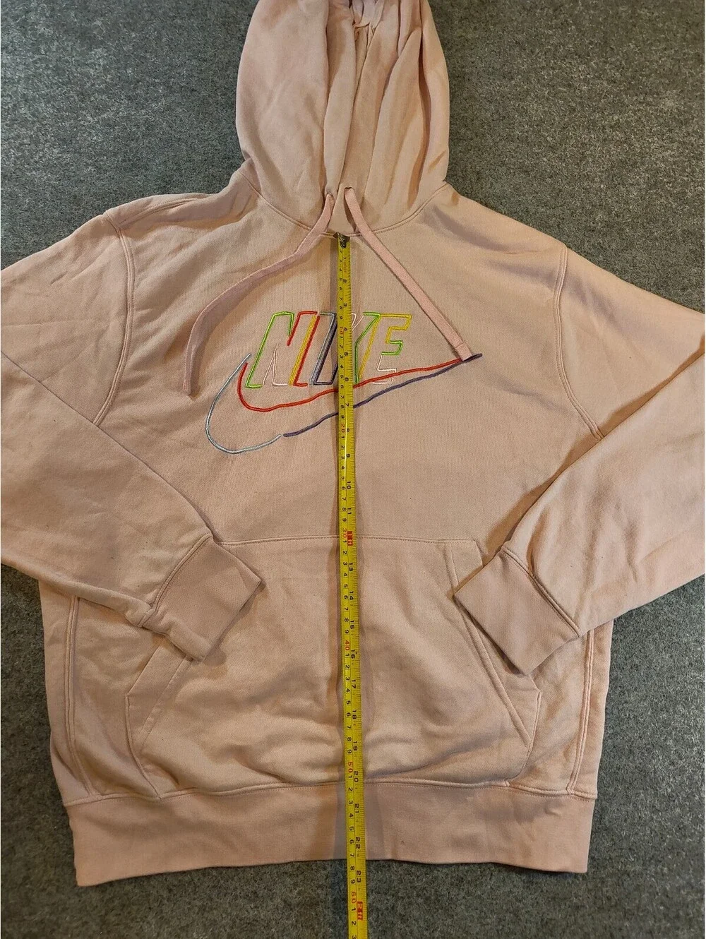Nike Embroidered Multi Swoosh Hoodie Sweatshirt Medium Light Pink Graphic Logo